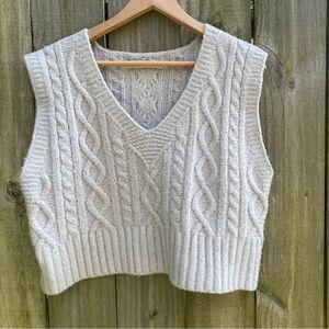 Zara Cream Cable Knit Sweater Vest